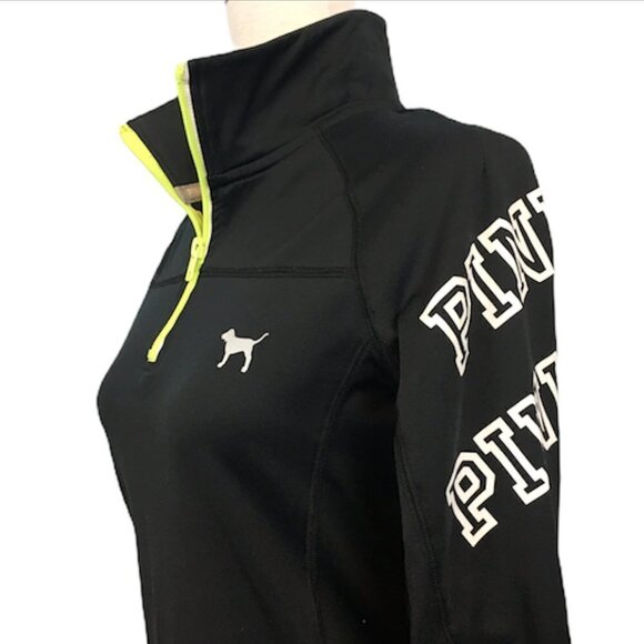 PINK Victoria's Secret Quarter Zip Pullover Black - Picture 4 of 9